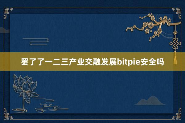 罢了了一二三产业交融发展bitpie安全吗