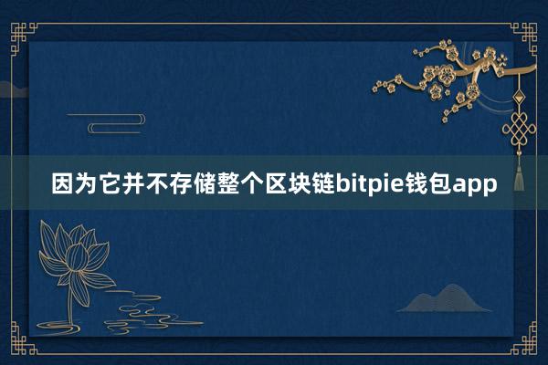 因为它并不存储整个区块链bitpie钱包app