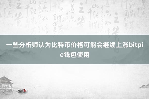 一些分析师认为比特币价格可能会继续上涨bitpie钱包使用