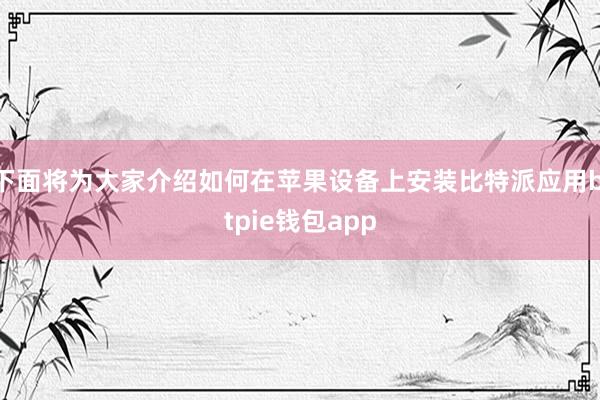 下面将为大家介绍如何在苹果设备上安装比特派应用bitpie钱包app