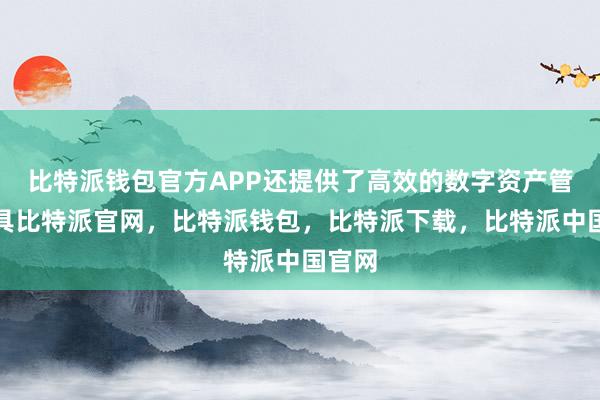 比特派钱包官方APP还提供了高效的数字资产管理工具比特派官网，比特派钱包，比特派下载，比特派中国官网