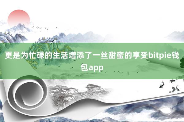 更是为忙碌的生活增添了一丝甜蜜的享受bitpie钱包app