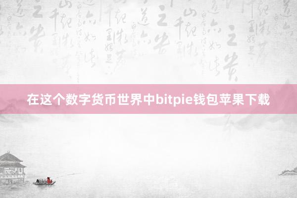 在这个数字货币世界中bitpie钱包苹果下载