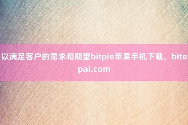 以满足客户的需求和期望bitpie苹果手机下载，bitepai.com