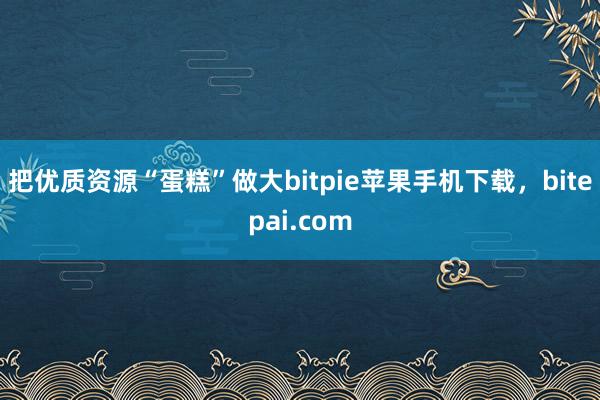 把优质资源“蛋糕”做大bitpie苹果手机下载，bitepai.com