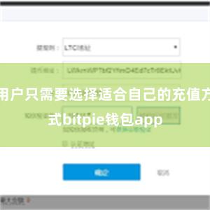 用户只需要选择适合自己的充值方式bitpie钱包app