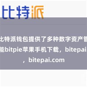 比特派钱包提供了多种数字资产管理功能bitpie苹果手机下载，bitepai.com